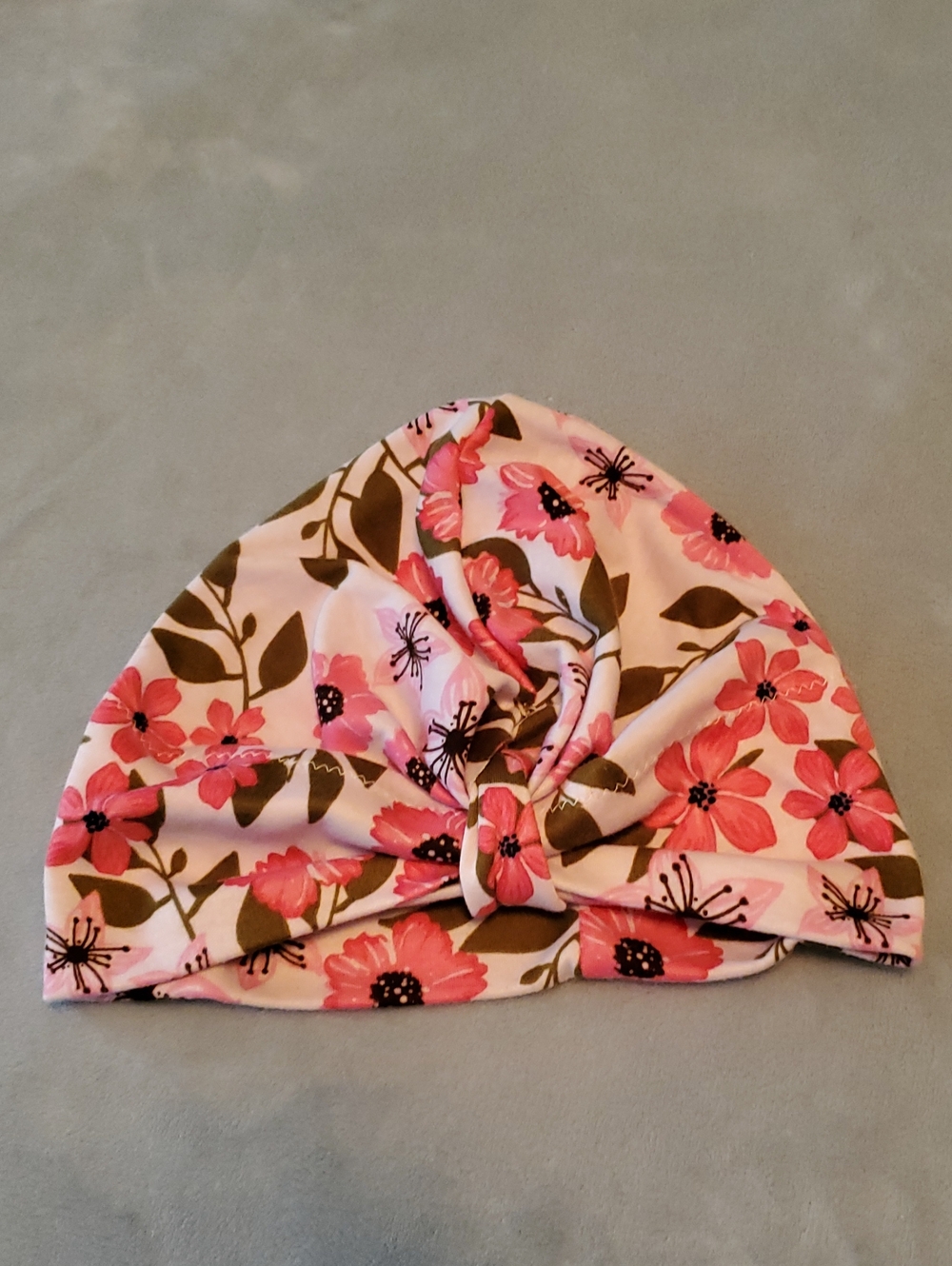 Women's Floral Turban Hat - Pink Flower Print
